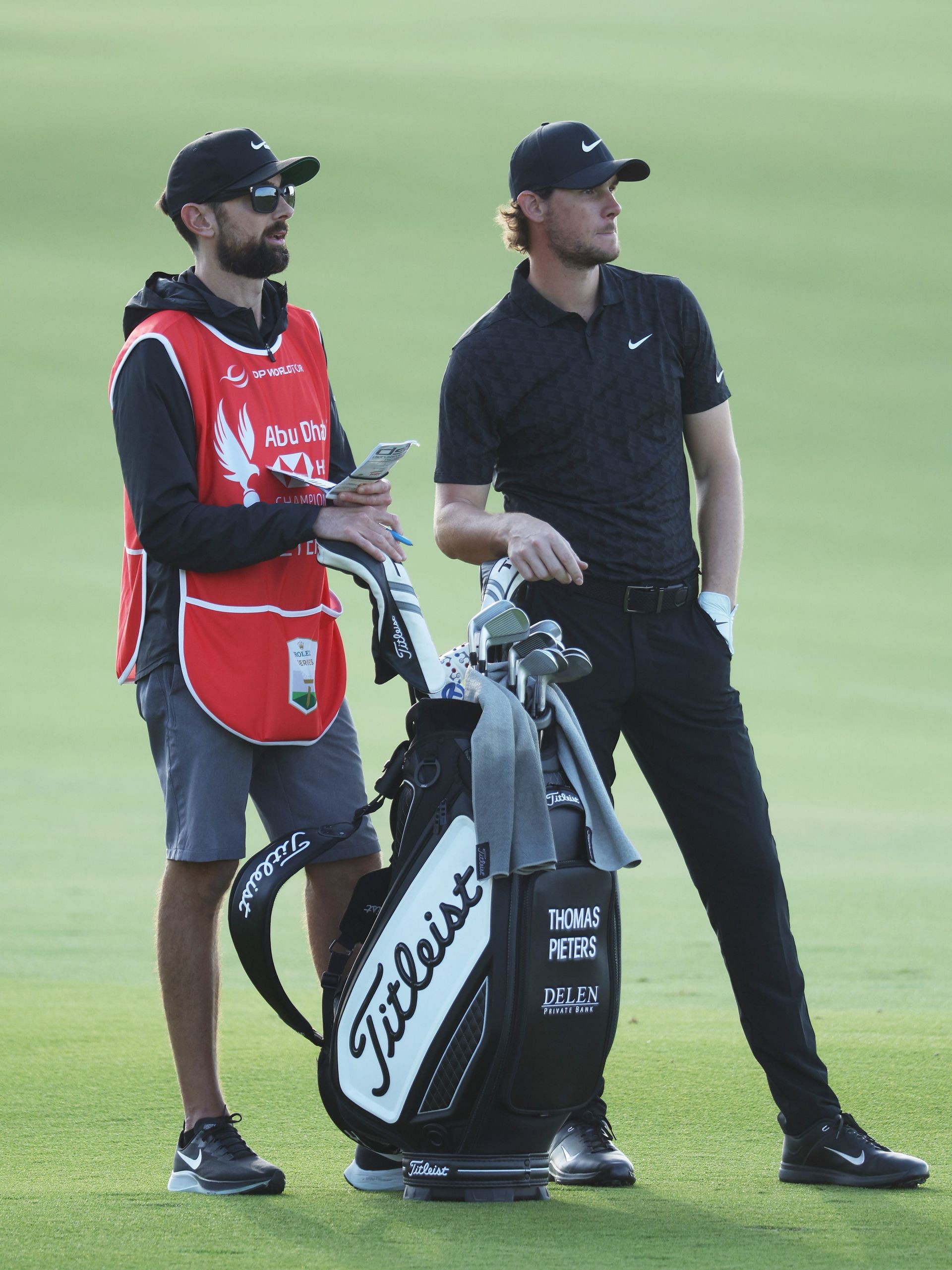 Thomas Pieters with his caddie